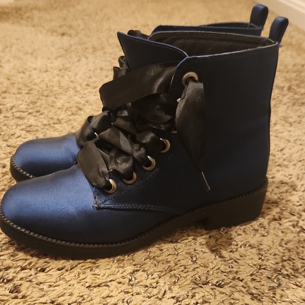Dirty Laundry Navy Lace Up Boots